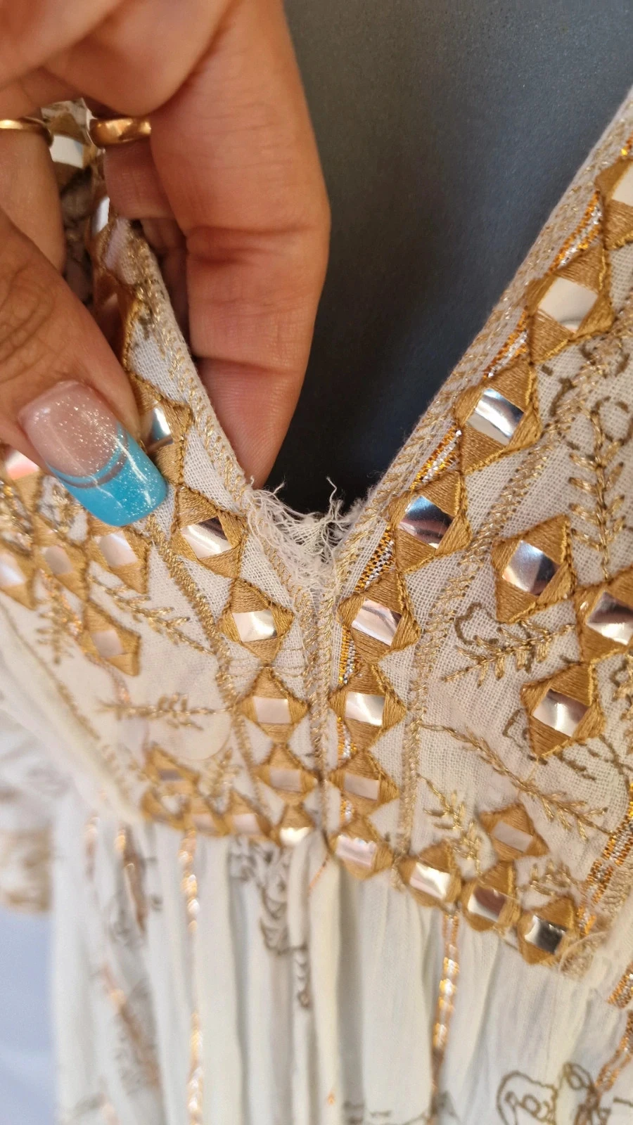 Robe bohème blanche et dorée – détails brodés – taille 36/38 – photo 20